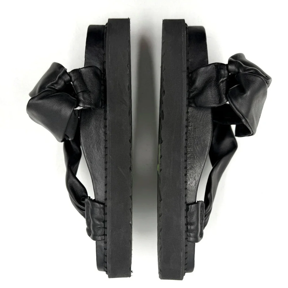 Isabel Marant Naori Flatform Sandals Black Leather Strappy Women Sz 38 / 7.5 - Picture 8 of 11